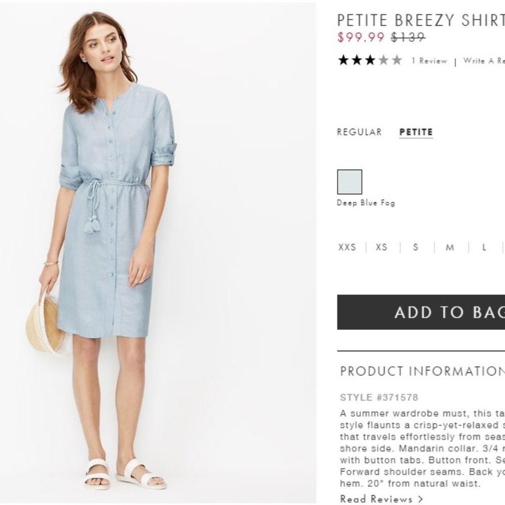 Ann Taylor Breeze shirt dress S